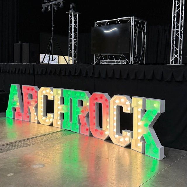 BACHROCK light-up marquee letter rental setup by Meek Designs in Midland-Odessa, TX