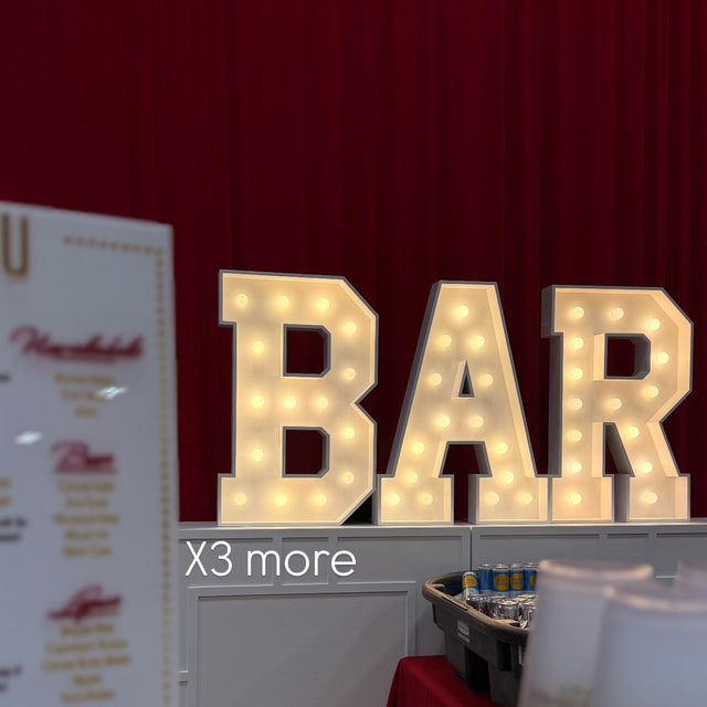 BAR light-up marquee letter rental setup by Meek Designs in Midland-Odessa, TX