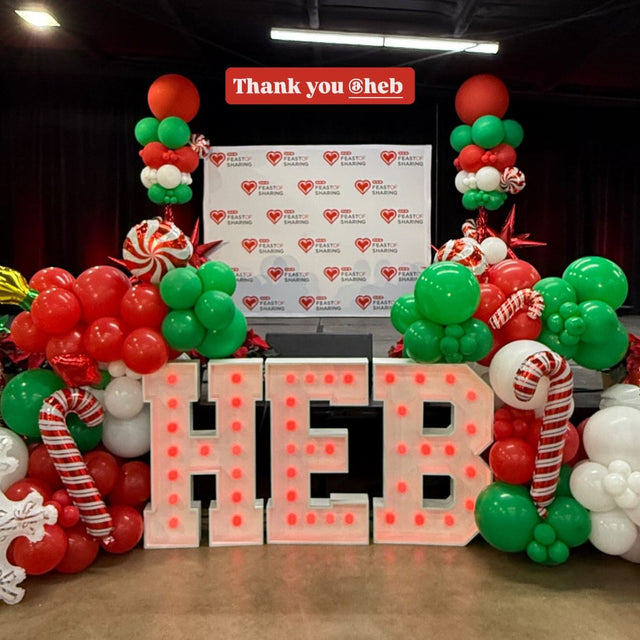 HEB light-up marquee letter rental setup by Meek Designs in Midland-Odessa, TX