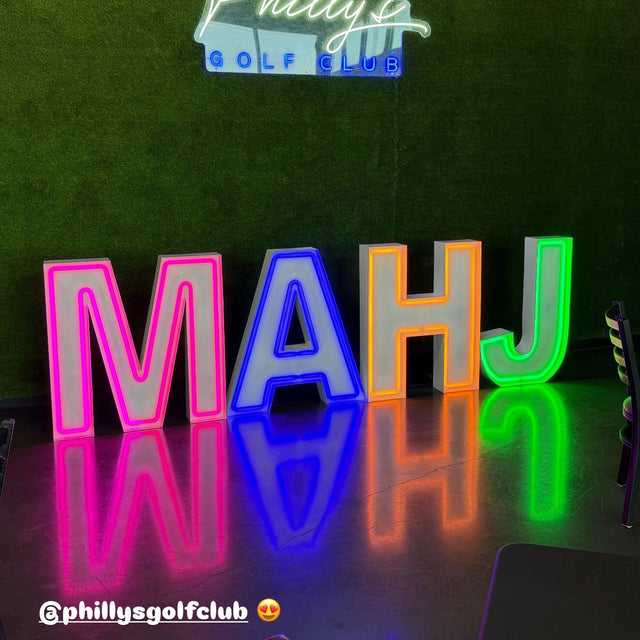MAHJ light-up marquee letter rental setup by Meek Designs in Midland-Odessa, TX
