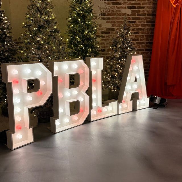 PBLA light-up marquee letter rental setup by Meek Designs in Midland-Odessa, TX