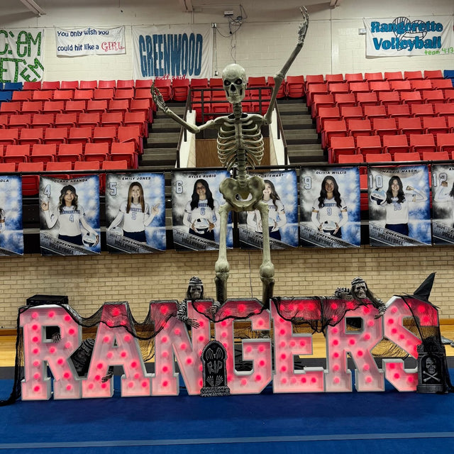 RANGERS light-up marquee letter rental setup by Meek Designs in Midland-Odessa, TX