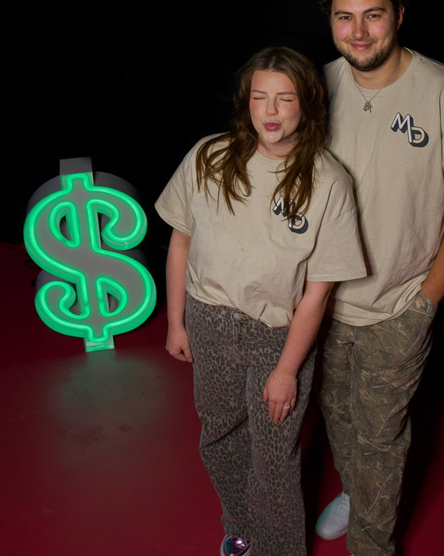 $ light-up neon marquee letter rental setup by Meek Designs in Midland-Odessa, TX