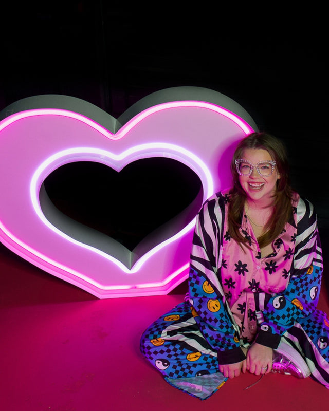 HEART light-up neon marquee letter rental setup by Meek Designs in Midland-Odessa, TX
